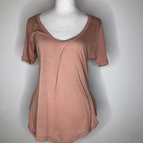 J Crew Tee Shirt Top Women XS Pink Tie Scoop Neck Minimalist Balletcore Viscose - Picture 1 of 4